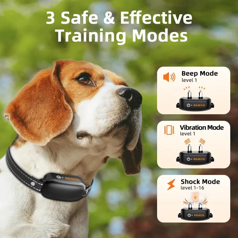 Electric Dog Training Collar Digital Rechargeable Remote Control IPX7 Waterproof Vibrator Pet Dog Bark Stop Shock Collar